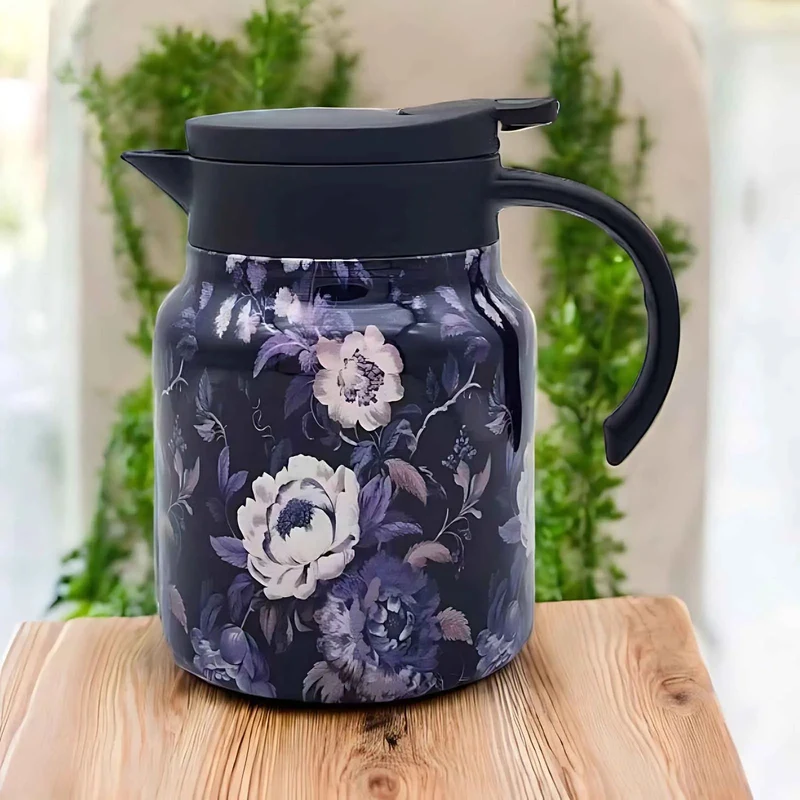 Theepot Roestvrij Staal 316 Vintage Bloemen Ingebouwde Infuser Warmte-isolerend Premium | Sansoti