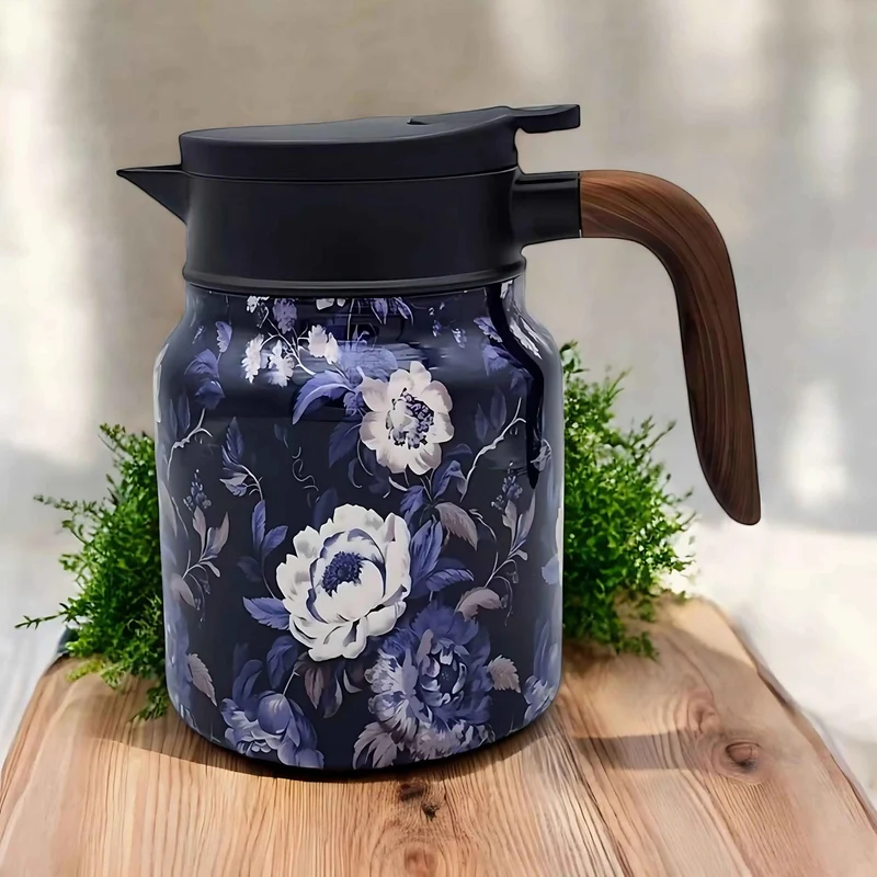 Theepot Roestvrij Staal 316 Vintage Bloemen Ingebouwde Infuser Warmte-isolerend Premium | Sansoti