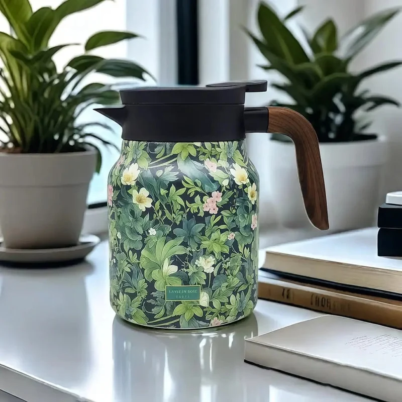 Theepot Roestvrij Staal 316 Vintage Bloemen Ingebouwde Infuser Warmte-isolerend Premium | Sansoti