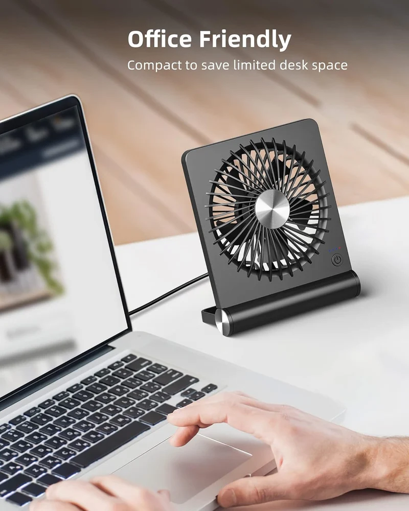 Tafelventilator USB 3 Standen Stil Bureau Slaapkamer Compact Zwart Bureauventilator Mini Ventilator Zomer | Sansoti