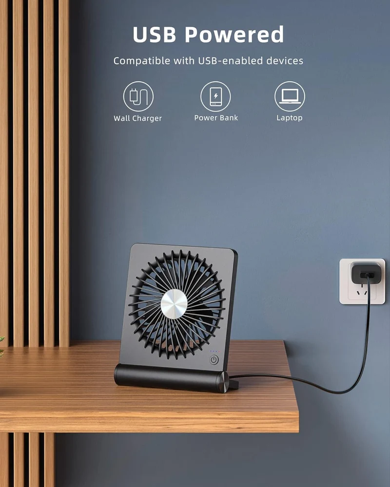 Tafelventilator USB 3 Standen Stil Bureau Slaapkamer Compact Zwart Bureauventilator Mini Ventilator Zomer | Sansoti