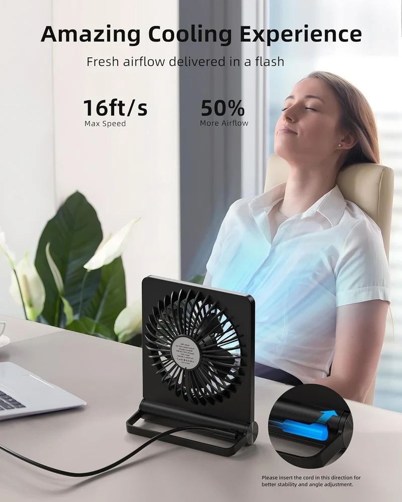 Tafelventilator USB 3 Standen Stil Bureau Slaapkamer Compact Zwart Bureauventilator Mini Ventilator Zomer | Sansoti