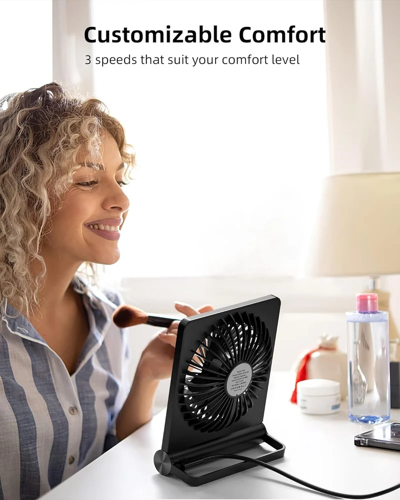 Tafelventilator USB 3 Standen Stil Bureau Slaapkamer Compact Zwart Bureauventilator Mini Ventilator Zomer | Sansoti