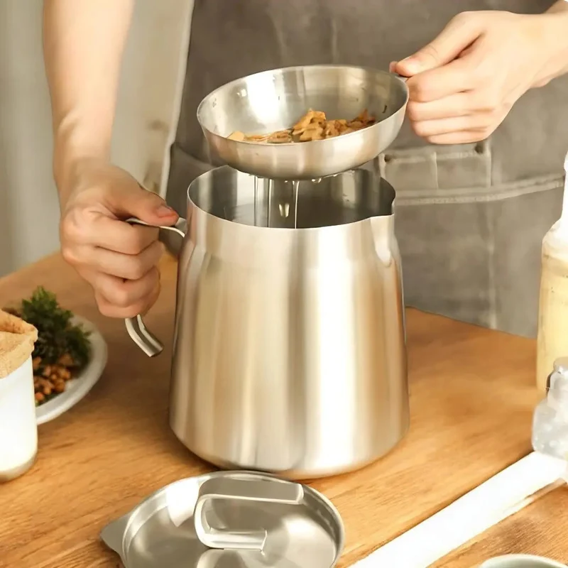 Friteerpan RVS Ingebouwd Filter Olie Hergebruik 2-in-1 Zeef Frituren Keuken | Sansoti
