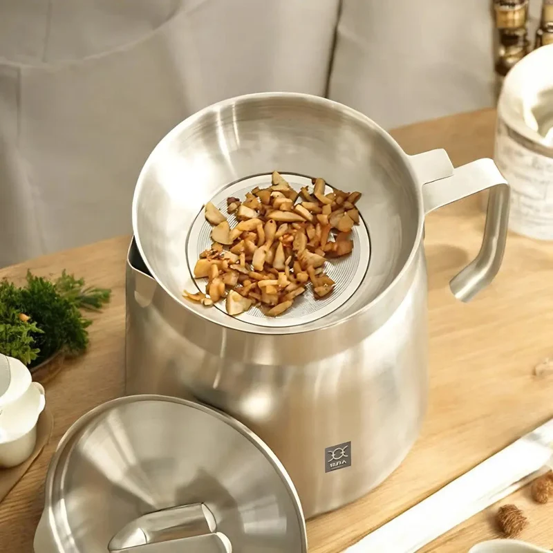 Friteerpan RVS Ingebouwd Filter Olie Hergebruik 2-in-1 Zeef Frituren Keuken | Sansoti