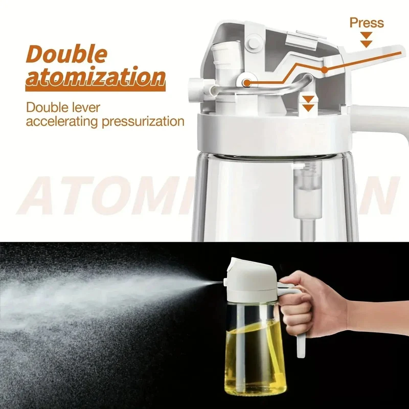 Oliespuit Dispenser 2-in-1 Spray en Schenken Glas 470ml Keuken Koken BBQ | Sansoti