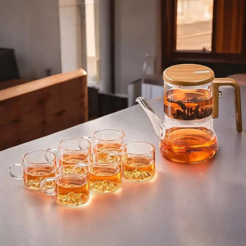 Glazen Theepot Magnetisch Filter Borosilicaat Houten Handvat 740ml Losse Thee | Sansoti