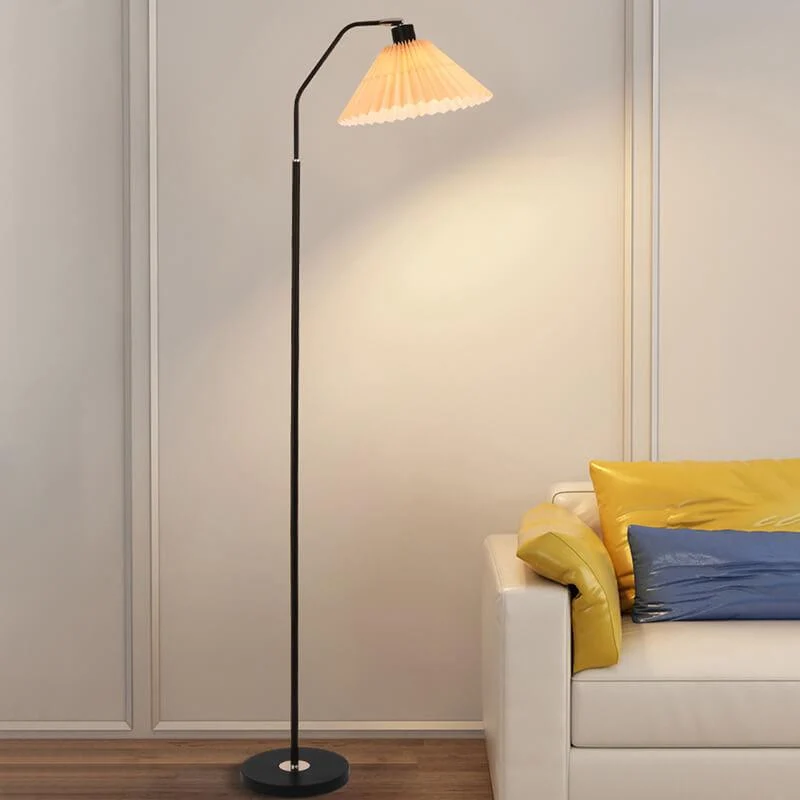 Vloerlamp Geplooide Kap Metaal 149cm Woonkamer Slaapkamer Dimbaar Staande Lamp Stof Retro Scandinavisch Leeslamp | Sansoti