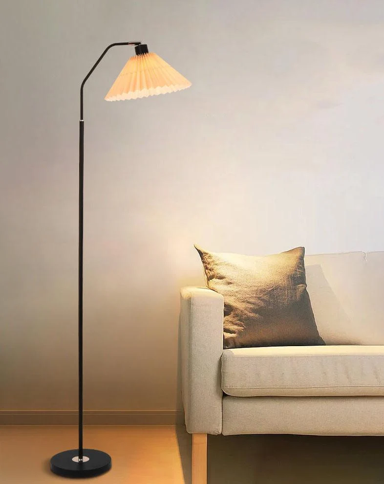 Vloerlamp Geplooide Kap Metaal 149cm Woonkamer Slaapkamer Dimbaar Staande Lamp Stof Retro Scandinavisch Leeslamp | Sansoti