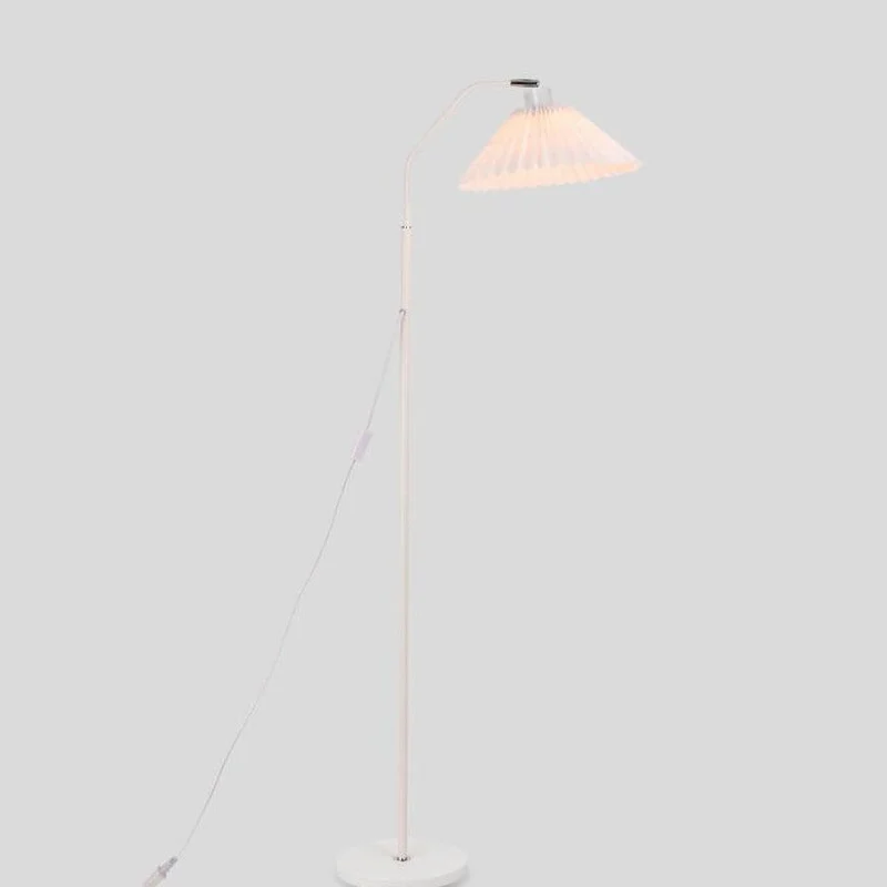 Vloerlamp Geplooide Kap Metaal 149cm Woonkamer Slaapkamer Dimbaar Staande Lamp Stof Retro Scandinavisch Leeslamp | Sansoti