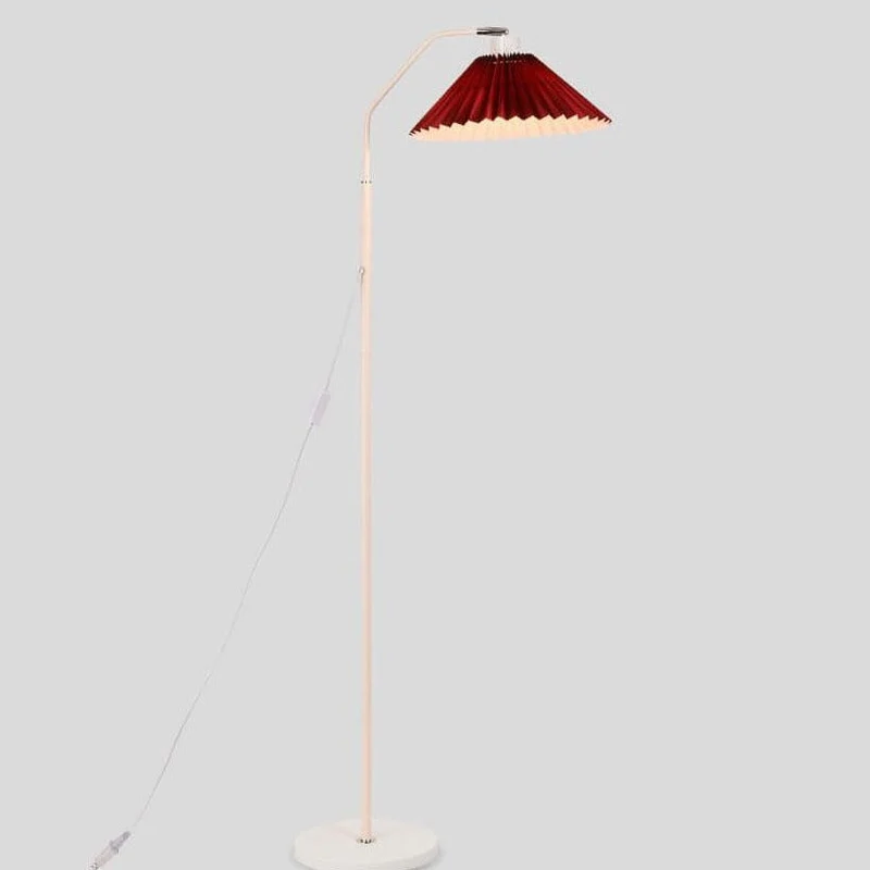Vloerlamp Geplooide Kap Metaal 149cm Woonkamer Slaapkamer Dimbaar Staande Lamp Stof Retro Scandinavisch Leeslamp | Sansoti