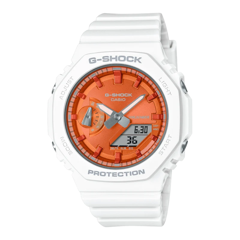 Casio G-Shock GMA-S2100WS-7AER Damen Armbanduhr • Metallische Dampfbeschichtung • Carbon Core Guard