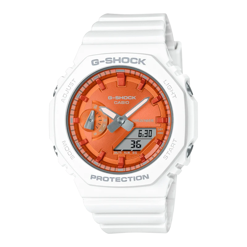 Casio G-Shock GMA-S2100WS-7AER Damen Armbanduhr • Metallische Dampfbeschichtung • Carbon Core Guard
