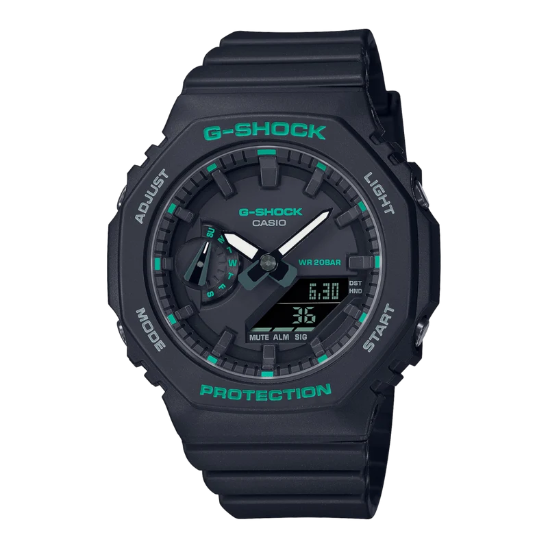 Casio GMA-S2100GA-1AER Damen G-Shock GMA-S-Serie Schwarz • Grüne Akzentfarben • 20 bar wasserdicht