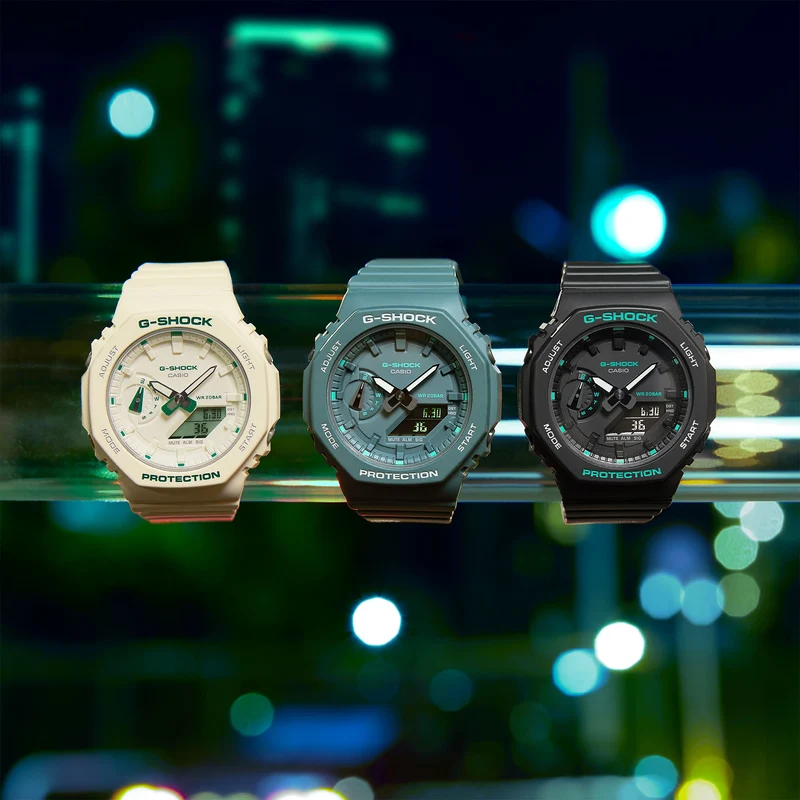 Casio GMA-S2100GA-1AER Damen G-Shock GMA-S-Serie Schwarz • Grüne Akzentfarben • 20 bar wasserdicht