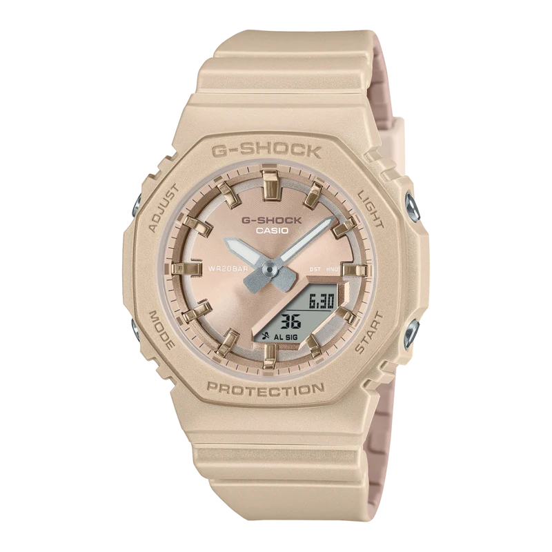 Casio GMA-P2100ST-9AER G-Shock Classic Damen-Armbanduhr Sand • Biobasiertes Resin • Ana-Digi Anzeige