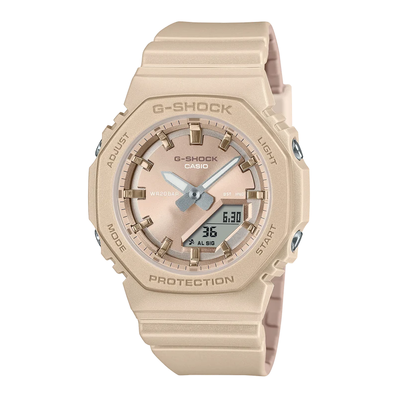 Casio GMA-P2100ST-9AER G-Shock Classic Damen-Armbanduhr Sand • Biobasiertes Resin • Ana-Digi Anzeige