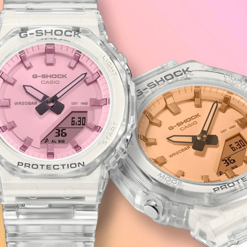 Casio GMA-P2100SR-7AER G-Shock Classic Armbanduhr Transparent/Rosa • Ana-Digi-Anzeige • Stoßfest & wasserdicht