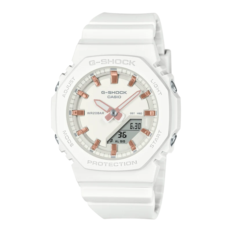 Casio GMA-P2100M-7AER G-Shock Classic Damen Armbanduhr Weiß • Bio-Harz Armband • 20 BAR wasserdicht