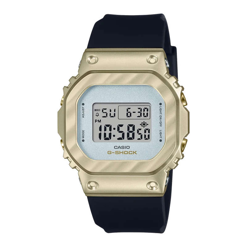 Casio G-Shock GM-S5600BC-1ER Damen • Metalllünette Gelbgold • 20 bar wasserdicht