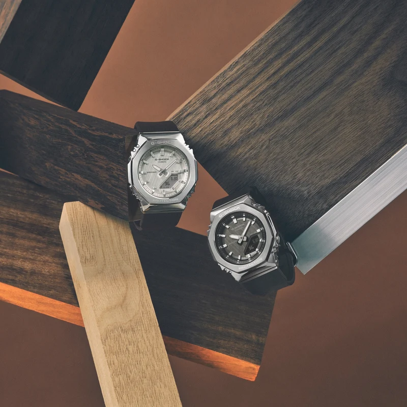 Casio G-Shock GM-S2110-1A7ER Damen Armbanduhr • Biobasiertes Harz • Achteckige Metalllünette