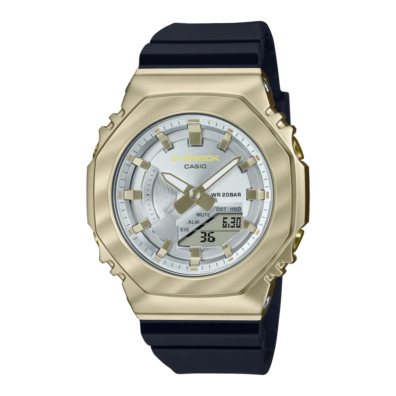 Casio G-Shock Octagon GM-S2100BC-1AER Damen • Metallgehäuse mit Gelbgold-Lünette • Analog-Digital