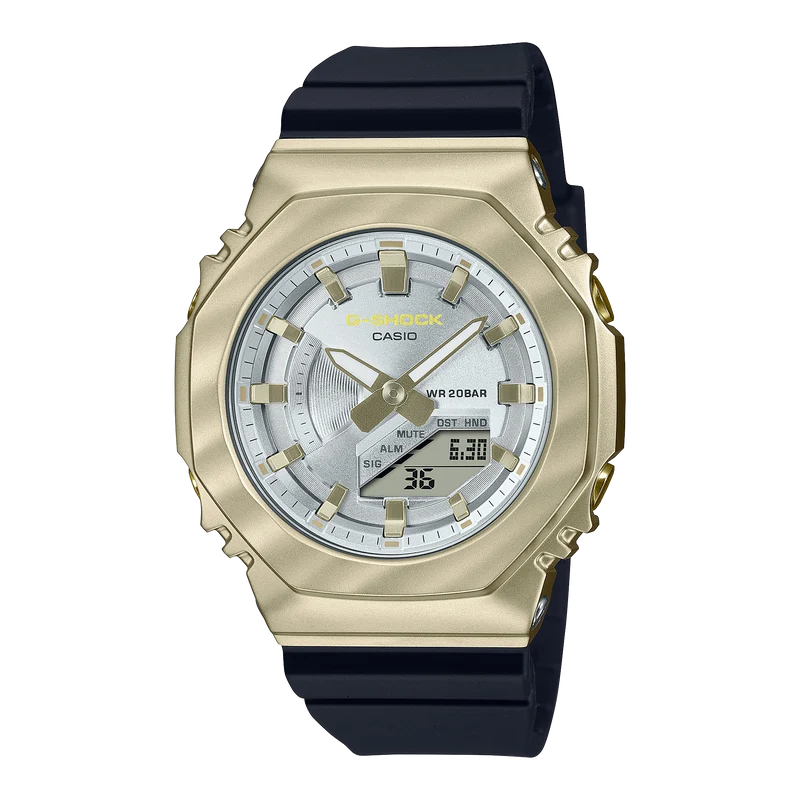 Casio G-Shock Octagon GM-S2100BC-1AER Damen • Metallgehäuse mit Gelbgold-Lünette • Analog-Digital