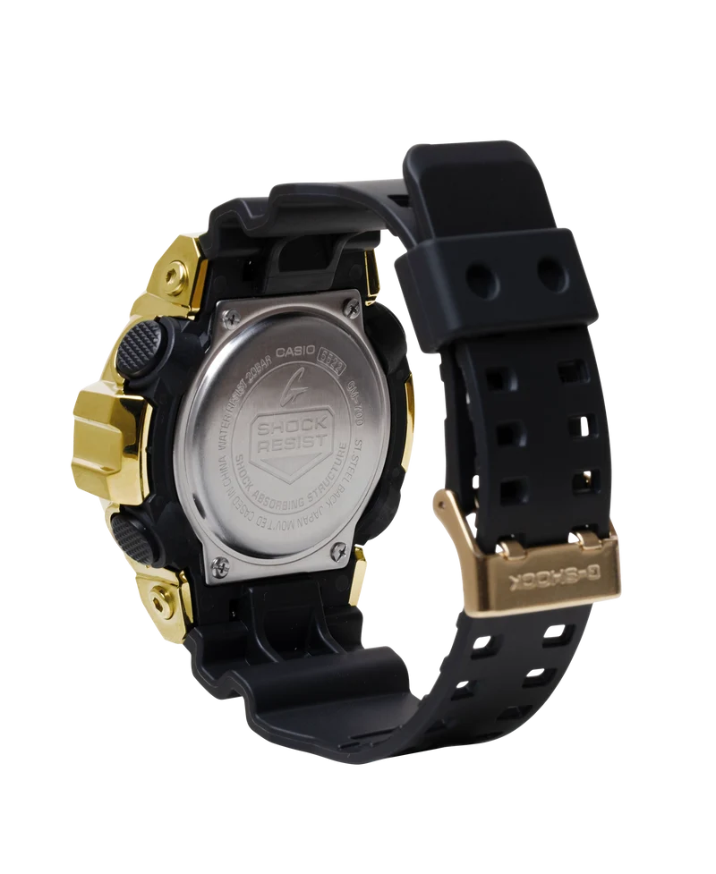 Casio GM-700G-9AER G-Shock Classic Herrenuhr Schwarz-Gold • Edelstahlgehäuse mit Goldionenbeschichtung • Analog-Digital-Kombizifferblatt