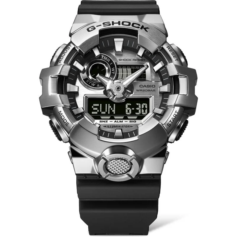Casio GM-700-1AER G-Shock Classic Herrenuhr Schwarz • Analog-Digital • Edelstahl-Lünette