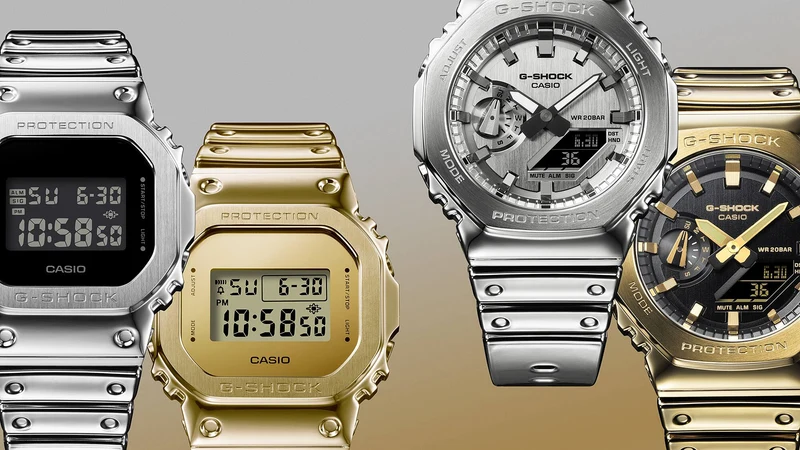Casio GM-5600YMG-9ER G-Shock Armbanduhr Goldfarben • Metalllünette aus Edelstahl • Wasserdicht bis 20 bar