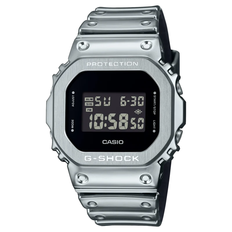 Casio GM-5600YM-8ER G-Shock Herrenuhr Silber • Edelstahllünette • 20 bar wasserdicht