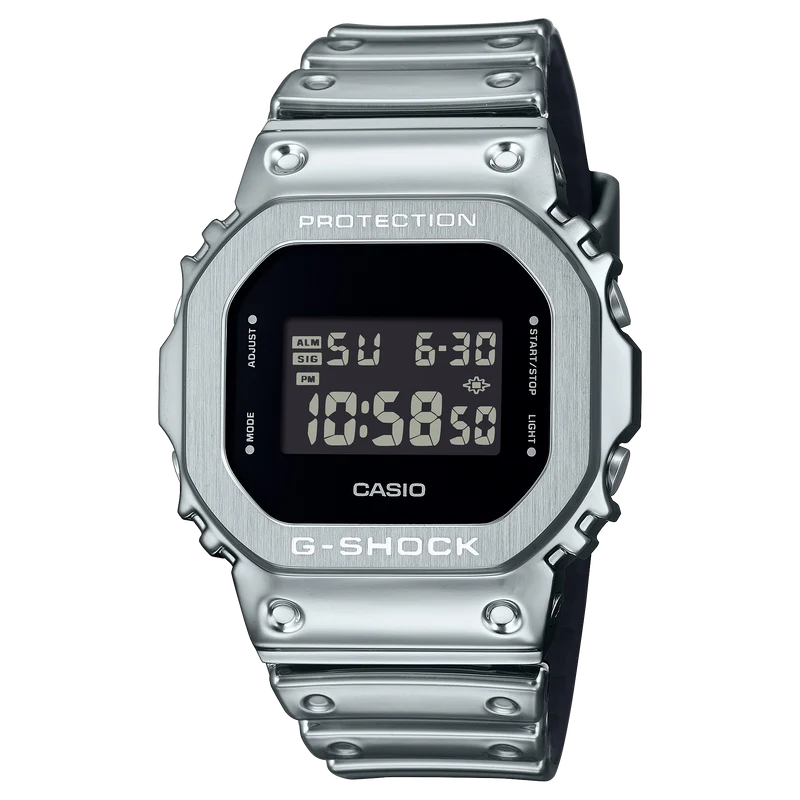 Casio GM-5600YM-8ER G-Shock Herrenuhr Silber • Edelstahllünette • 20 bar wasserdicht
