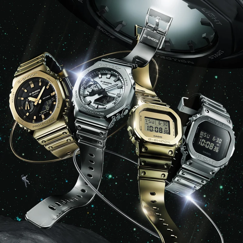 Casio GM-5600YM-8ER G-Shock Herrenuhr Silber • Edelstahllünette • 20 bar wasserdicht
