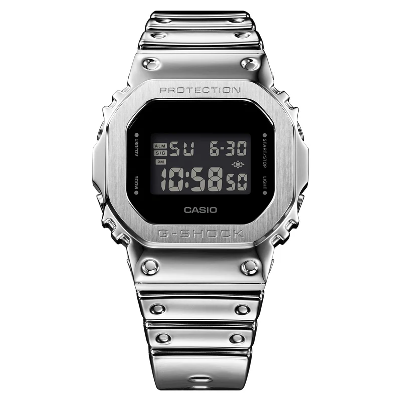 Casio GM-5600YM-8ER G-Shock Herrenuhr Silber • Edelstahllünette • 20 bar wasserdicht