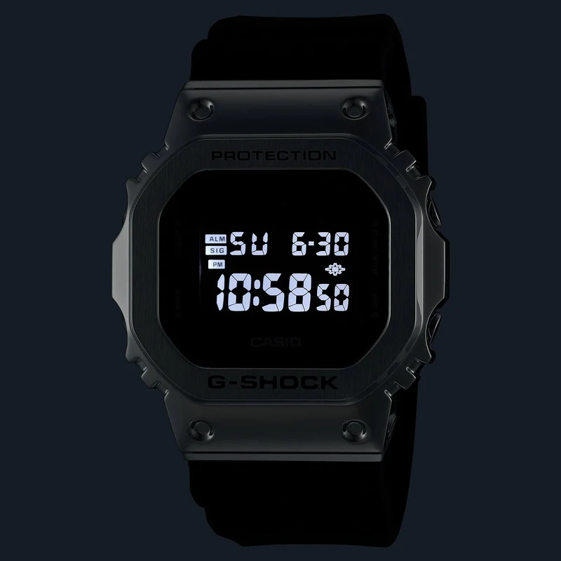 Casio GM-5600U-1ER G-Shock Herrenuhr Schwarz • Gehäuse aus Resin/Edelstahl • Invertiertes LCD-Display