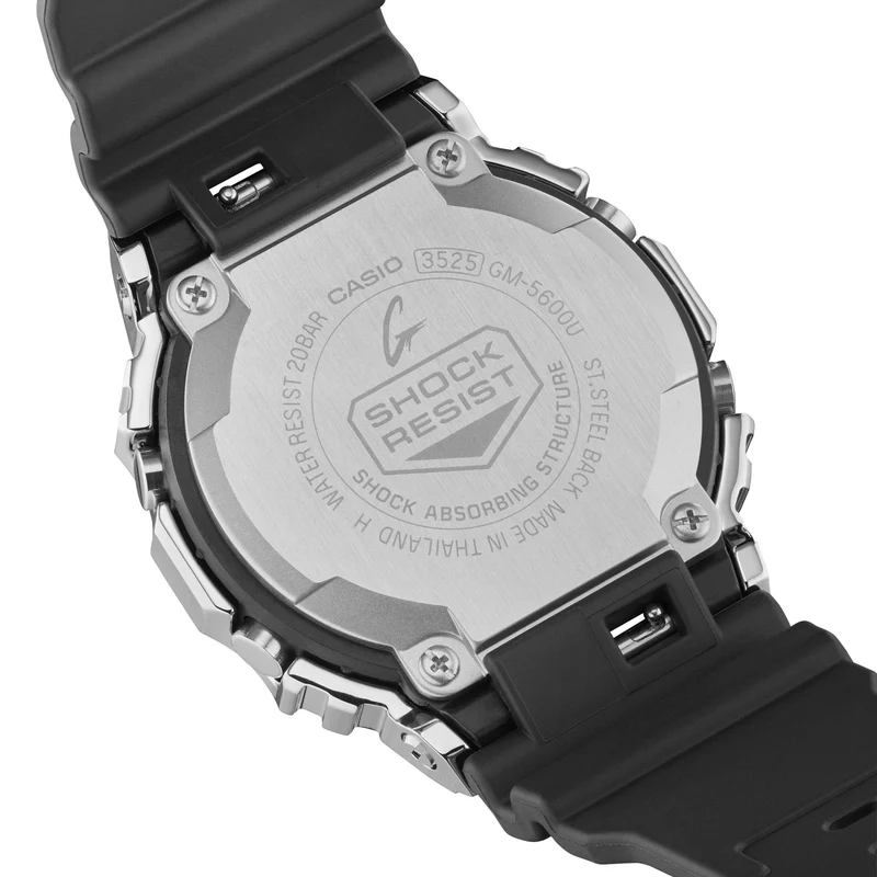 Casio GM-5600U-1ER G-Shock Herrenuhr Schwarz • Gehäuse aus Resin/Edelstahl • Invertiertes LCD-Display