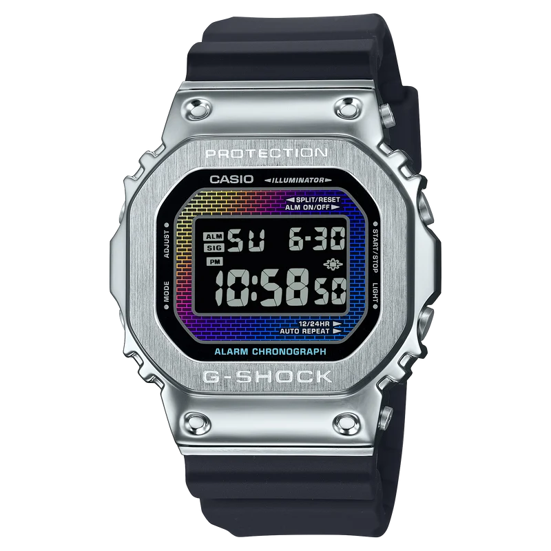 Casio GM-5600RW-1ER Herren G-Shock G-Steel • Regenbogen-Dampfbeschichtung • Stoßfestes Edelstahlgehäuse