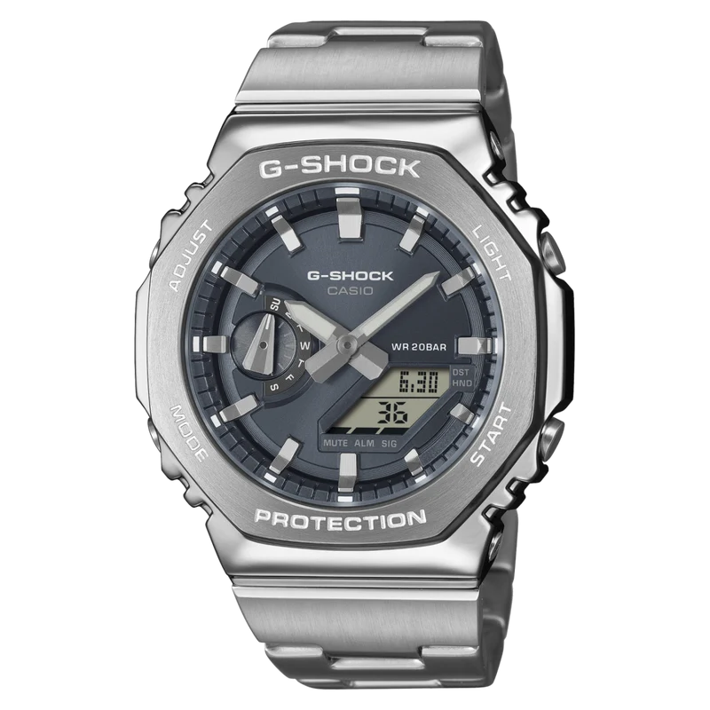 Casio G-Shock GM-2110D-8AER Herrenuhr • Achteckige Edelstahllünette • Analog-Digital