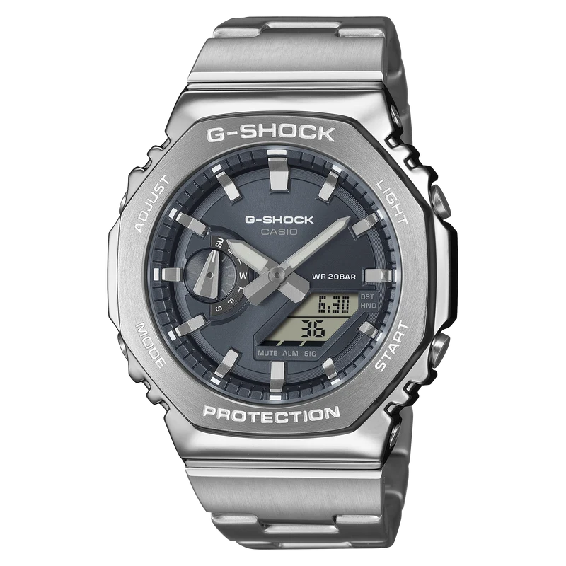 Casio G-Shock GM-2110D-8AER Herrenuhr • Achteckige Edelstahllünette • Analog-Digital