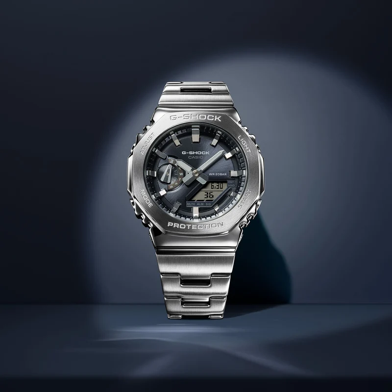 Casio G-Shock GM-2110D-8AER Herrenuhr • Achteckige Edelstahllünette • Analog-Digital
