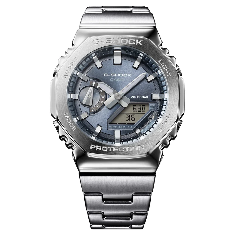 Casio G-Shock GM-2110D-8AER Herrenuhr • Achteckige Edelstahllünette • Analog-Digital
