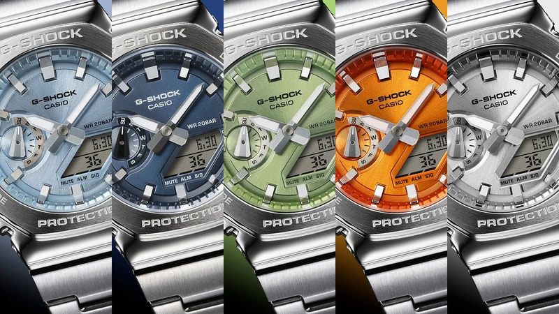Casio GM-2110D-4AER G-Shock Classic Herrenuhr Blau • Edelstahllünette • Analog-Digital