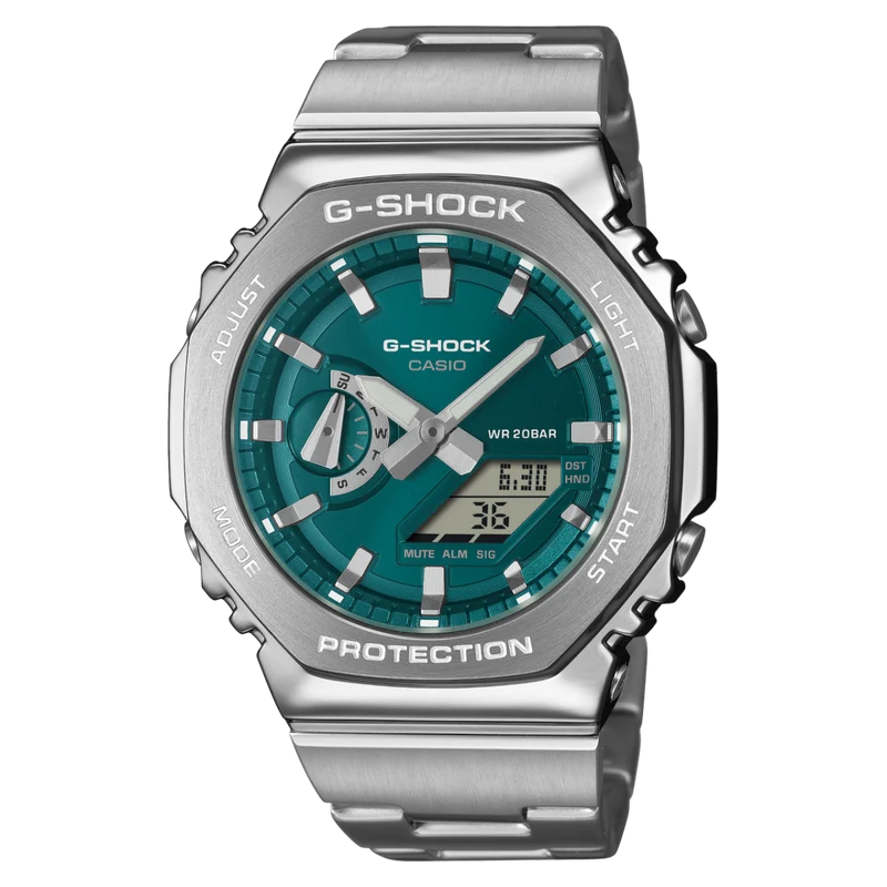 Casio G-Shock GM-2110D-3A1ER Herrenuhr • Metalllünette & Metallarmband • Analog-Digital