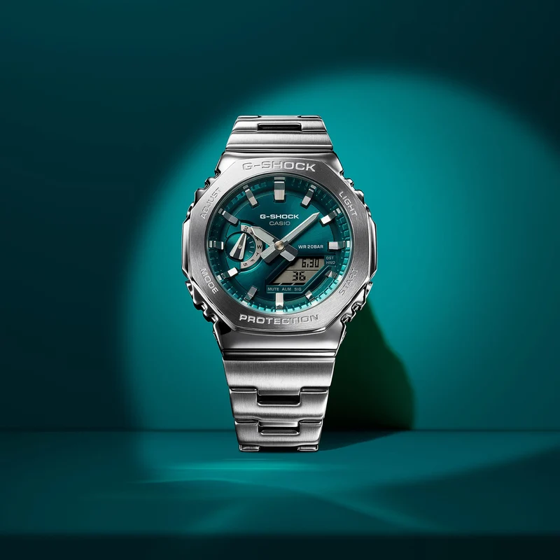 Casio G-Shock GM-2110D-3A1ER Herrenuhr • Metalllünette & Metallarmband • Analog-Digital