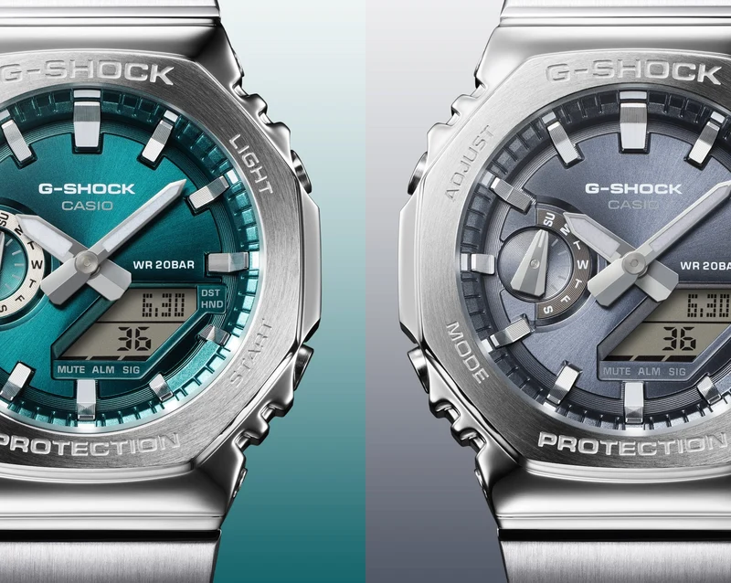 Casio G-Shock GM-2110D-3A1ER Herrenuhr • Metalllünette & Metallarmband • Analog-Digital