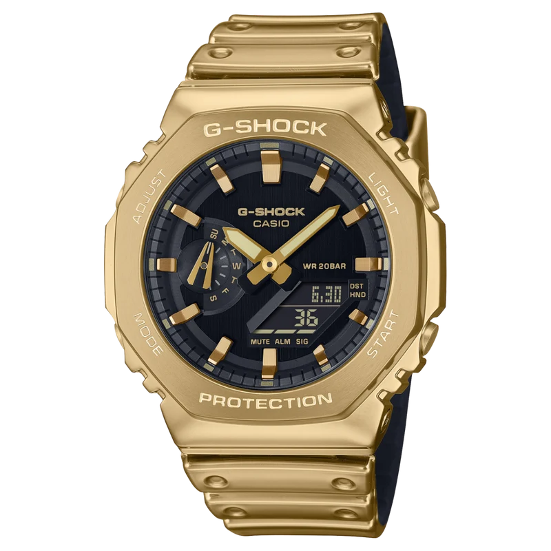 Casio GM-2100YMG-9AER G-Shock G-Steel Herren • Goldfarbene Metalllünette • Stoßfest & wasserdicht