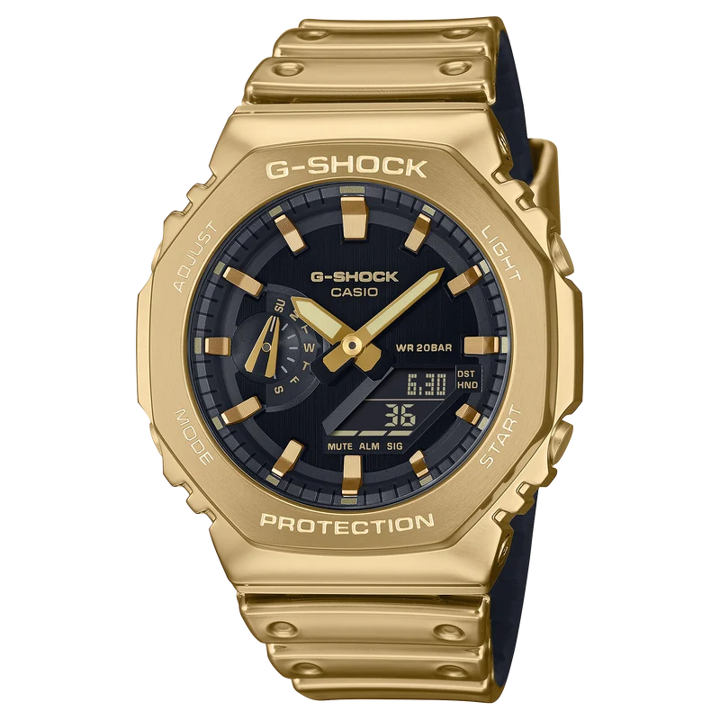Casio GM-2100YMG-9AER G-Shock G-Steel Herren • Goldfarbene Metalllünette • Stoßfest & wasserdicht