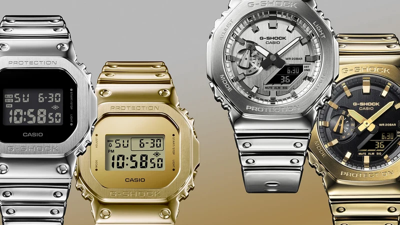 Casio GM-2100YMG-9AER G-Shock G-Steel Herren • Goldfarbene Metalllünette • Stoßfest & wasserdicht