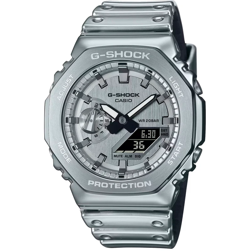 Casio GM-2100YM-8AER G-Shock G-Steel Herren Armbanduhr Silberfarben • Edelstahllünette • 20 bar wasserdicht