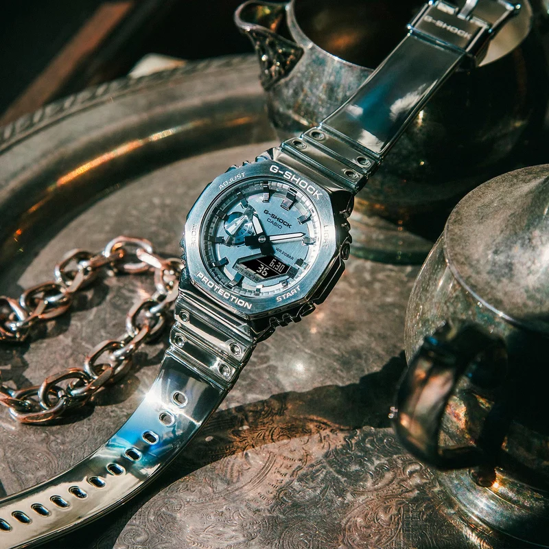 Casio GM-2100YM-8AER G-Shock G-Steel Herren Armbanduhr Silberfarben • Edelstahllünette • 20 bar wasserdicht